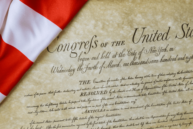 United States Constitution and US Flag image from LKDLAW PC